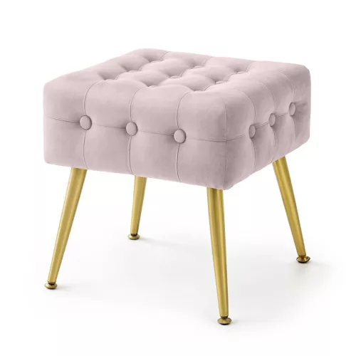 AKORD Furniture Factory QUADRA Pufa Welur Pudrowy Róż Pikowana