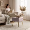 AKORD Furniture Factory QUADRA Pufa Welur Pudrowy Róż Pikowana