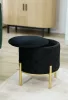 AKORD Savana Tárolós Puff Fekete Velúr Arany Lábakkal