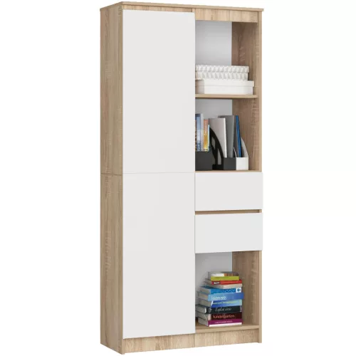 AKORD CLP R15 regál 80 cm laminált sonoma tölgy fehér fronttal