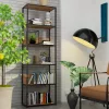 AKORD LOFT ipari stílusú polcos állvány 60 cm 6 polcos fém fekete dió craft