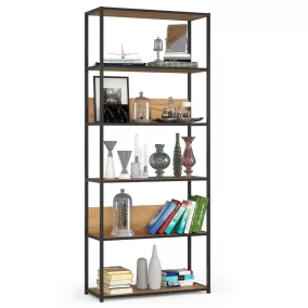   AKORD LOFT ipari stílusú polcrendszer 80 cm fekete/craft tölgy 6 polcos