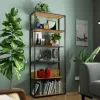 AKORD LOFT ipari stílusú polcrendszer 80 cm fekete/craft tölgy 6 polcos