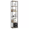AKORD LOFT Industriális Regál 6 Polcos Fém Laminált Lemez Sonoma Tölgy Fekete 40 cm