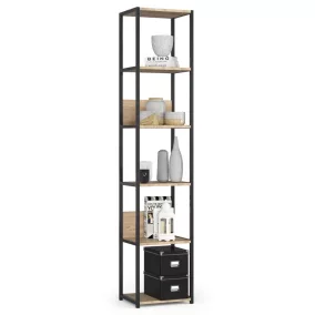   AKORD LOFT Industriális Regál 6 Polcos Fém Laminált Lemez Sonoma Tölgy Fekete 40 cm