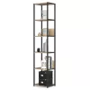 AKORD LOFT Industriális Regál 6 Polcos Fém Laminált Lemez Sonoma Tölgy Fekete 40 cm