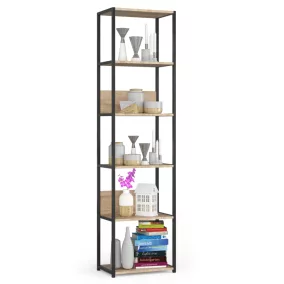   AKORD LOFT Ipari Stílusú Regál 50 cm Fém Váz Laminált Polcok Fekete/Sonoma Tölgy 6 Polcos