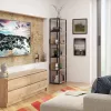 AKORD LOFT Ipari Stílusú Regál 50 cm Fém Váz Laminált Polcok Fekete/Sonoma Tölgy 6 Polcos
