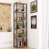AKORD LOFT Ipari Stílusú Regál 50 cm Fém Váz Laminált Polcok Fekete/Sonoma Tölgy 6 Polcos