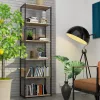 AKORD LOFT Industriális Regál 6 Polcos Fém Fekete Tölgy Sonoma