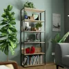 AKORD LOFT Industrialny Regał 6 Polcos Laminált Lemez Fekete/Sonoma Tölgy