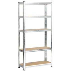 Fancy Garden Garázs Fém Polcrendszer MDF Ezüst 5-Polcos