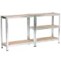 Fancy Garden Garázs Fém Polcrendszer MDF Ezüst 5-Polcos
