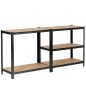 Fancy Garden Garázs Fém Polcrendszer Acél/MDF Fekete 175kg Teherbírás