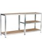 Fancy Garden Garázs Fém Polcrendszer Acél/MDF Ezüst 5-Polcos