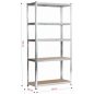 Fancy Garden Garázs Fém Polcrendszer Ezüst 5 Polcos