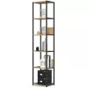AKORD Loft Artisan Tölgy Polcos Állvány Fekete Fém Vázzal 6 Polccal