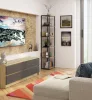 AKORD Loft Artisan Tölgy Polcos Állvány Fekete Fém Vázzal 6 Polccal