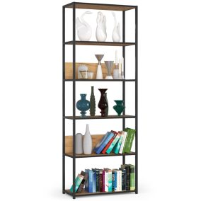 AKORD Loft Fém Polcos Állvány Tölgy-Fekete 6 Polcos