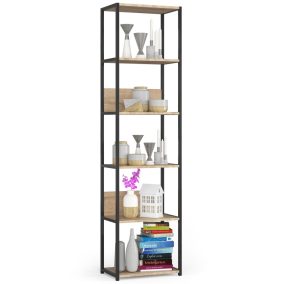 AKORD Loft Sonoma Polcos Fém Állvány Fekete/Tölgy 192 cm