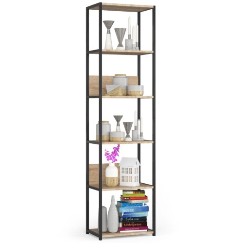 AKORD Loft Sonoma Polcos Fém Állvány Fekete/Tölgy 192 cm