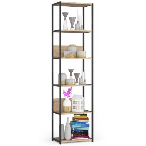 AKORD Loft Sonoma Polcos Fém Állvány Fekete/Tölgy 192 cm