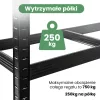 AKORD Furniture Factory Gumiabroncs Tároló Állvány Acél MDF Fekete 120x40x180 cm 3 Polcos