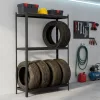 AKORD Furniture Factory Gumiabroncs Tároló Állvány Acél MDF Fekete 120x40x180 cm 3 Polcos