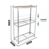 AKORD Furniture Factory Gumiabroncs Tároló Állvány Acél/MDF Galvanizált Ezüst 120x40x180 cm 3 Polcos