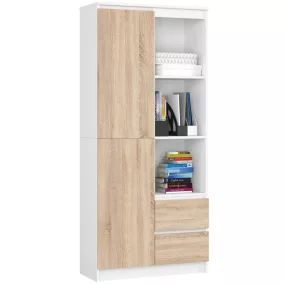   AKORD CLP R11 Irodai Könyvespolc Fehér-Sonoma Tölgy 80 cm Laminált