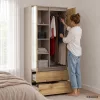 AKORD CLP S90 Kétajtós Ruhásszekrény Laminált Lap Kasmír/Artisan Tölgy Tükrös