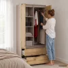 AKORD CLP S90 Kétajtós Ruhásszekrény Laminált Lap Kasmír / Artisan Tölgy Fiókos