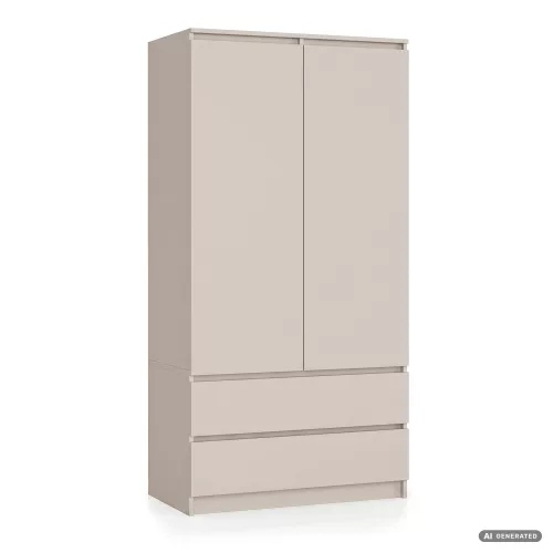 AKORD CLP S90 Kétajtós Ruhásszekrény Laminált Lap Kasmír Matt