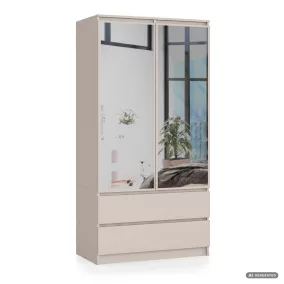   AKORD CLP S90 Kétajtós Ruhásszekrény Laminált Lap Kasmír Tükrös