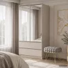 AKORD CLP S90 Kétajtós Ruhásszekrény Laminált Lap Kasmír Tükrös