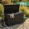 AKORD Furniture Factory Vízálló Kerti Tároló Láda 170 L Polipropylen Fekete UV Szűrővel