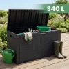 AKORD Furniture Factory 340L kerti tároló láda vízálló polipropilén fekete rattan mintázattal