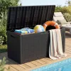 AKORD Furniture Factory 340L kerti tároló láda vízálló polipropilén fekete rattan mintázattal