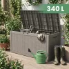 AKORD Kerti tároló láda 340 l polipropilén szürke vízálló rattan hatású UV szűrővel