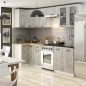   AKORD Oliwia 3M Sarok Konyhabútor Szett Vitrines Szekrénnyel Beton/Fehér