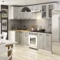   AKORD Oliwia 3M Sarok Konyhabútor Szett Vitrines Szekrénnyel Beton/Fehér