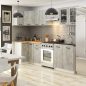   AKORD Oliwia 3M Sarok Konyhabútor Szett Vitrines Beton-Fehér