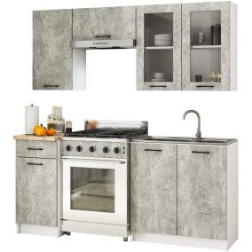   AKORD Oliwia 1.8m Konyhabútor Szett Beton Mintázatú Frontokkal