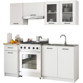 AKORD Oliwia 1.8m Konyhabútor Szett Üvegvitrines Fehér