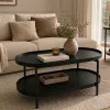 AKORD Furniture Factory Cortado Dohányzóasztal MDF Fekete Ovális Polccal