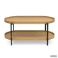   AKORD Furniture Factory Cortado Dohányzóasztal MDF Természetes Fa Fekete Lábakkal, Ovális Polccal