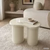 AKORD Furniture Factory Cube Dohányzóasztal MDF Krémszínű Dupla Hengeres Talppal