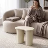 AKORD Furniture Factory Cube Dohányzóasztal MDF Krémszínű Dupla Hengeres Talppal