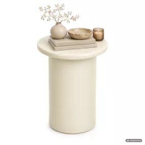   AKORD Furniture Factory MONO Kerek Dohányzóasztal MDF Krémszínű Hengeres Alappal
