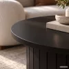 AKORD Furniture Factory NUBO Kerek Dohányzóasztal MDF Fekete Rovátkolt